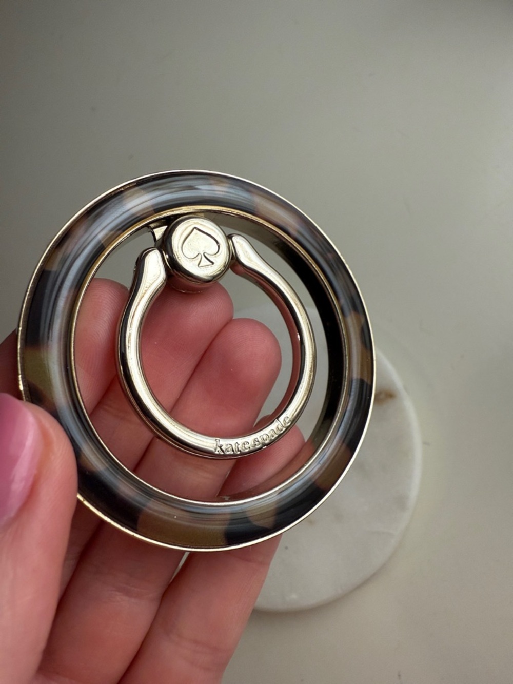kate spade Tortoiseshell and Gold Phone Ring Grip
